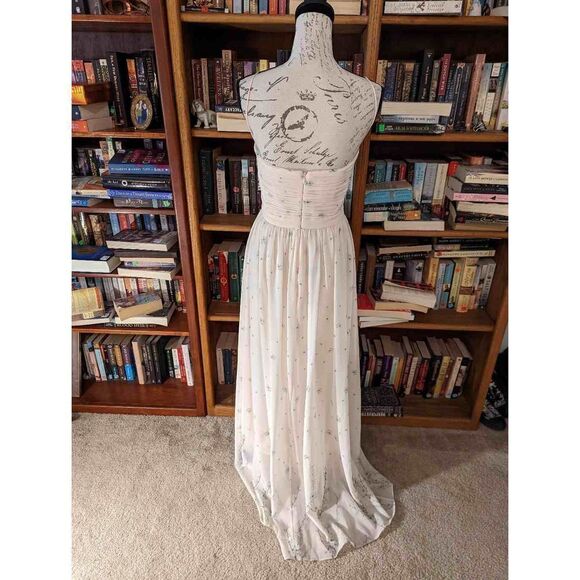 ERIN by Erin fetherstone blush pink mesh formal gown with cherry blossoms sz 4 - Picture 8 of 12